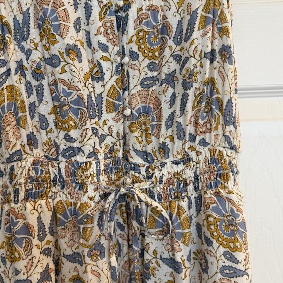 Lucky Brand Felice Maxi Dress Sz Small Hi-Low Floral Drawstring Waist Boho Fairy - Picture 5 of 14